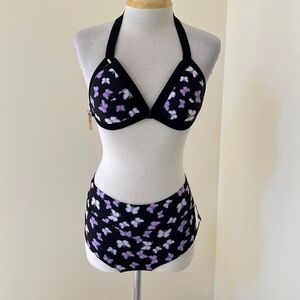 NWT! PINK by Victoria’s Secret Size M butterfly print halter bikini set